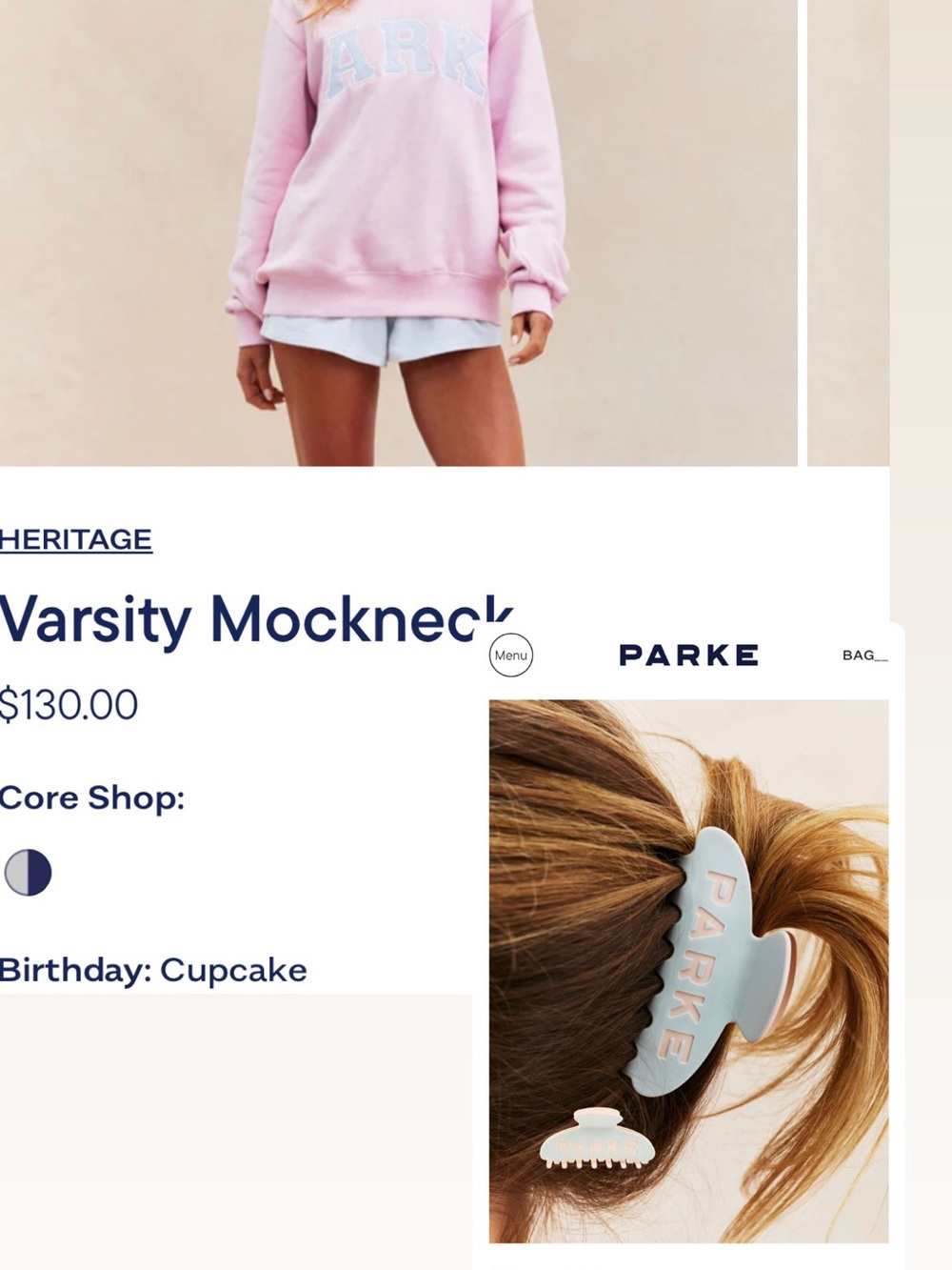 Parke Cupcake Varsity Mockneck Sweatshirt & Sprinkle hair clip